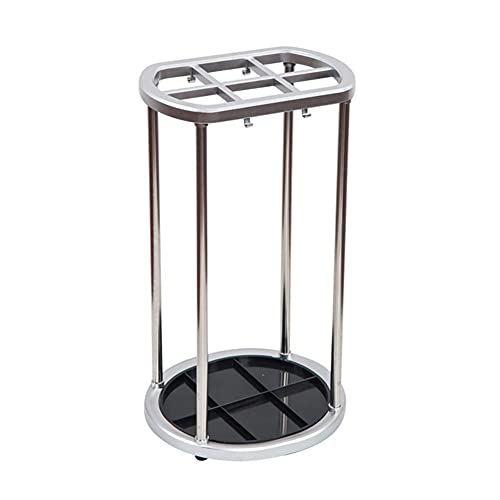 DRFGNF Schirmständer, Schirmablage, Haushalts- und Hotel-Schirmbox aus Edelstahl mit 6 Löchern und 4 Haken, Abnehmbarer Schirmständer mit Wasserablauf