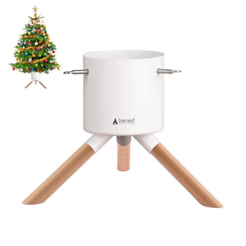 Tree Nest Christbaumständer Weihnachtsbaumständer Baumständer Tannenbaumständer Weihnachtsbaum Standfuß Ständer mit Wasserbehälter - Cosmo Christmas Tree Stand für Bäume bis 1.5m, 3-9cm Stamm Weiß