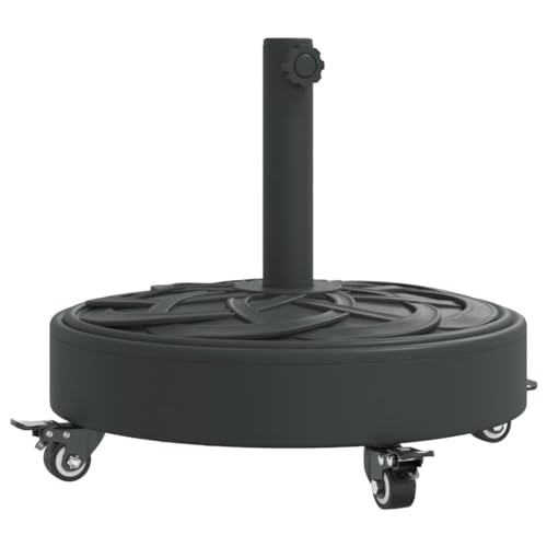 vidaXL Sonnenschirmständer mit Rollen, Schirmständer mit Standfuß Spannknopf, Schirmhalter für Ø38/48 mm Mast, Sonnenschirmfuß Ständer, 27 kg Rund