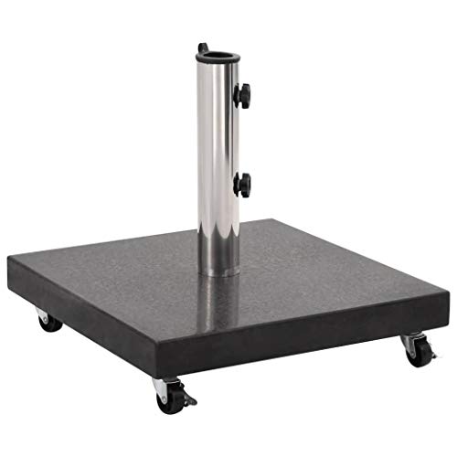 vidaXL Sonnenschirmständer mit 4 Rollen Schirmständer Sonnenschirm Schirm Ständer Schirmhalter Granitständer Granit 30kg Quadrat Schwarz