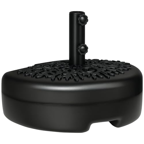 Outsunny Halbrunder Sonnenschirmständer, Halber Sonnenschirmständer für Terrasse, Garten, 18 kg Kapazität Wasser oder 21 kg Kapazität Sand, passend für 3,8 cm oder 4,8 cm Stange, schwarz
