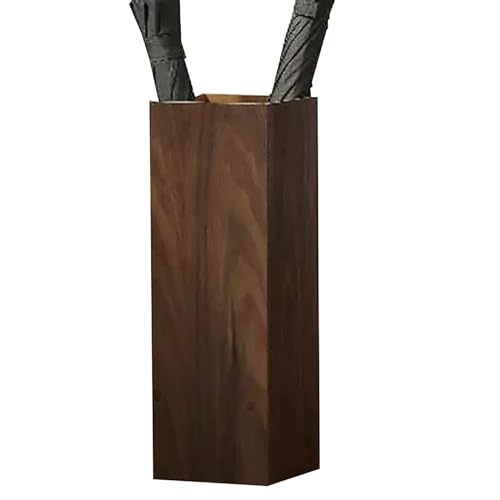 Regenschirmständer aus Holz im Vintage-Stil, mit abnehmbarer Abtropfschale, minimalistischer Schirmständer für Zuhause, Büro, Wohnung, Supermarkt, Eingangsbereich, Dunkelbraun