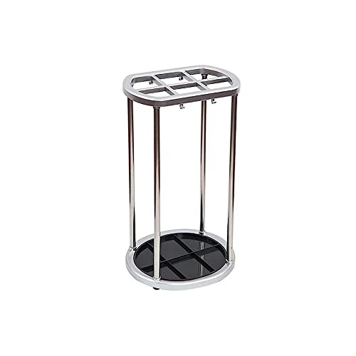 KWMAEEUID Schirmständer, Abflussschale, Schirmständer, Schirmständer, 6 Löcher, 4 Haken und Abnehmbarer Ständer, Schirmständer aus silberner Edelstahl-Aufbewahrung