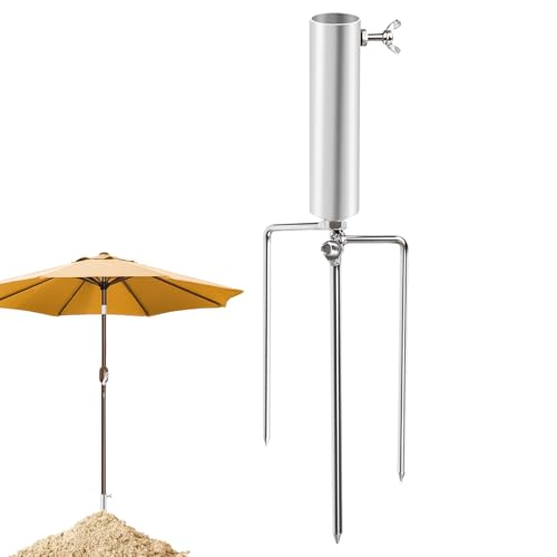 Sonnenschirmständer, Erdspieß Sonnenschirm, Schirmständer mit 3 Heringen, Rasendorn für Sonnenschirm, Abnehmbar Einstellbar Robuster Bodenanker für Sonnenschirm aus Metall, für Strand Gras Sand (B)