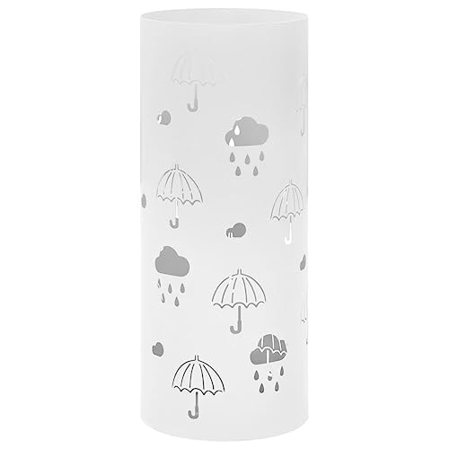 Tomostar Schirmständer aus Metall, Schirmständer, Eimerständer für Regenschirm, Design Regenschirme, Stahl, 20 x 48,5 cm, Weiß