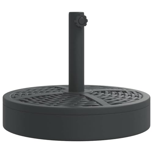 vidaXL Eleganter Schirmständer mit Rattan-Muster für Ø 38/48 mm Stangen, 25 kg, rund, PE/Beton, schwarz, Schirmständer für Stabilität im Freien