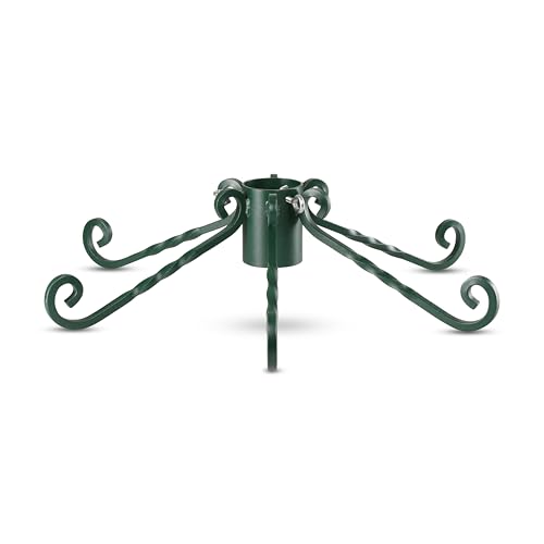 Metall Weihnachtsbaumständer im antiken Deisgn 60 cm | Christbaumständer mit 8,4 cm Bohrung | Tannenbaum Ständer für Bäume bis 250 cm | Weihnachtsbaum Ständer für künstliche und echte Bäume (Grün)