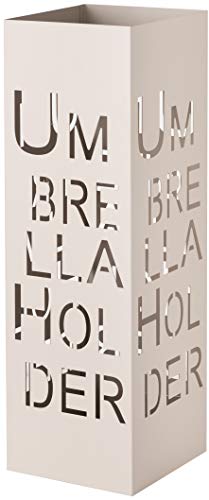 Baroni Home Schirmständer mit modernem Design aus Metall mit Umbrella Schnitzerei - taubengrauer Schirmständer mit Haken und abnehmbarem Auffangfach für Heim- und Bürodekoration 15,5x15x49 cm