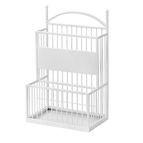 Großer Schirmständer aus Metall – für drinnen und draußen, schnelltrocknend, 36 x 25 x 60 cm, stilvolles Gehstock-Gestell für Zuhause, Büro und Hotel, Flur, Aufbewahrung, weißes Finish