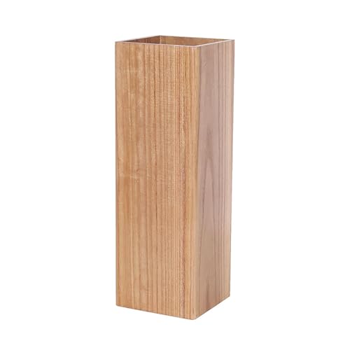 MESCXTY Retro-Schirmhalter aus Holz, freistehender Schirmständer mit Abnehmbarer Tropfwasserschale, quadratischer Schirmaufbewahrungseimer für Eingangsbereich Home Office(17.5x17.5x50cm, B)