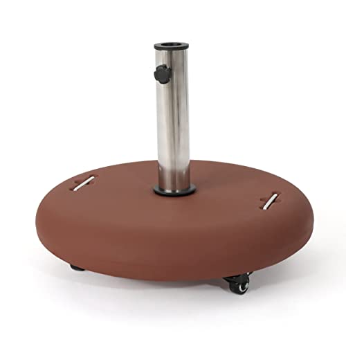Christopher Knight Home Hayward Outdoor Beton-Schirmständer mit Schirmhalter aus Stahl, rund, 36,3 kg, Rot