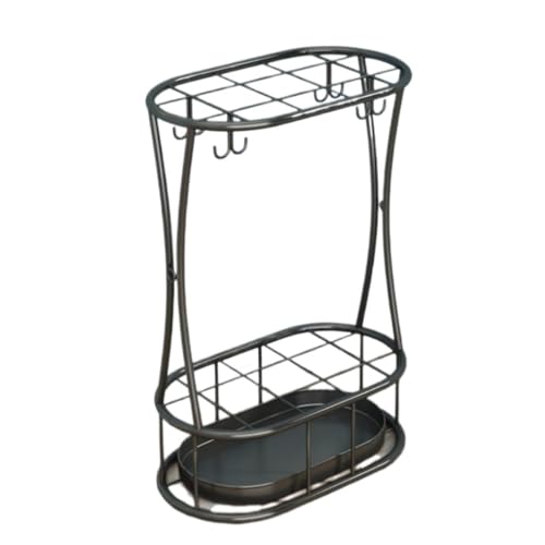 SAGELSHN Schirmständer Vintage Aufbewahrungsregal for Regenschirme, Haushaltstür-Regenschirm -Abtropfgestell, Regenschirmeimer Mit Großer Kapazität Regenschirmständer(Black )