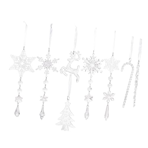 HINAYOSAN Acht transparente Polyacrylat-Eis-Hänge-An hänger, uneinnehmbares Weihnachtsbaumdeck mit Anziehungsplan, festliche Baum-Anhänger