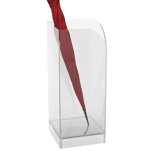 StarK Regenschirmständer transparent aus Acryl (20×20×50 cm) – schmaler, quadratischer & robuster Schirmständer – für bis zu 8 Schirme – Regenschirmhalter für Flur, Diele, Büro & Praxis