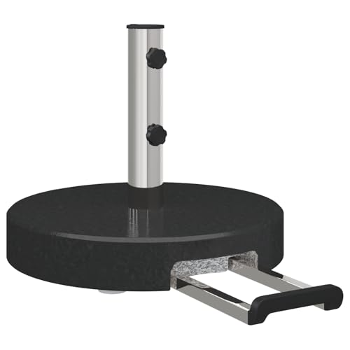 vidaXL Rollender Sonnenschirmständer mit Griff Schwarzer Granit 29 kg Rund