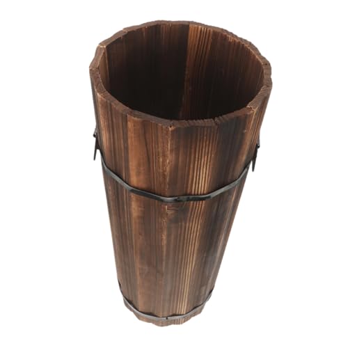 ULTECHNOVO Holz Schirmständer Mit Stock Und Fächeraufbewahrungsbehä lter Vintage Stil Eingangsbereich Organizer Natürliches Holz Flurdekor Platzsparendes Design