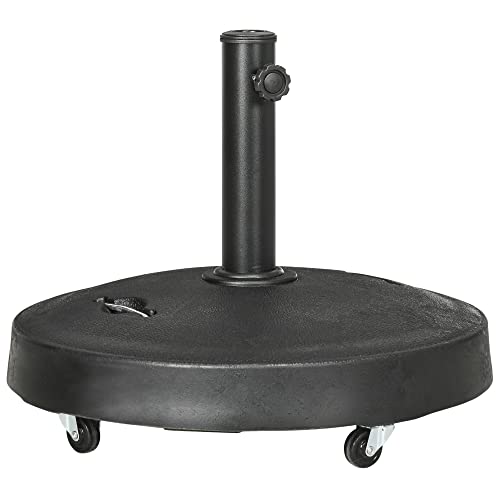 Outsunny Sonnenschirmständer 23,5 kg Sonnenschirmhalter mit Rollen Schirmständer für Ø38/48 mm Stange, für Garten, Balkon, Schwarz