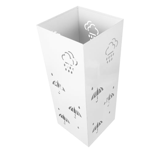 Cabilock Moderner Metallener Regenschirmständer mit Praktischem Aufbewahrungsbehälter Quadratisch Weiß Vielseitig für Gehstöcke und Faltregenschirme Platzsparend für Eingangsbereich und