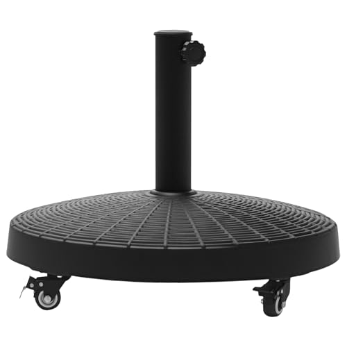 Outsunny Sonnenschirmständer Schirmständer Schirmhalter Schirmfuß 25 kg Rattanoptik Ständer Schirm Ø38/48 mm mit Rollen Kunstharz + Metall Schwarz Ø52 x 41 cm