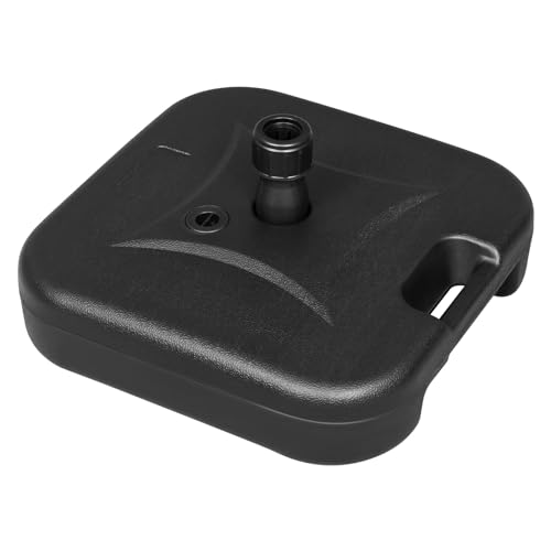 WOLTU Sonnenschirmständer 19 L, befüllbar mit Wasser oder Sand, Schirmständer aus HDPE, für Schirmstöcke Ø 32-38 mm, Sonnenschirmfuß viereckig, inkl. Adapterhülsen, Schwarz