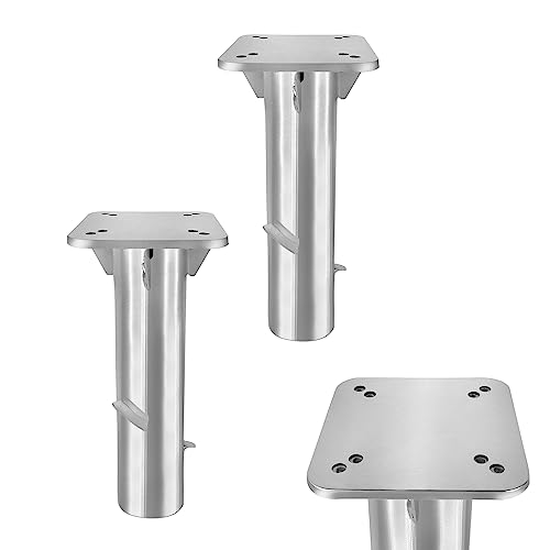 SUBTLETY Universal Bodenhülse Sonnenschirmständer aus Metall Bodenplatte Schirmständer Erdanker Bodenanker zum Einbetonieren Silber Erdspieß für Sonnenschirm Ampelschirm Kurbelschirm (2 Stück)