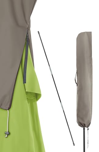 4smile Sonnenschirm Schutzhülle bis Ø 3 m - Funktionelle Sonnenschirmhülle mit Reißverschluss, Stab - Strapazierfähige Schirmhülle, Schutzhülle Sonnenschirm, Polyester Schirmabdeckung, Taupe