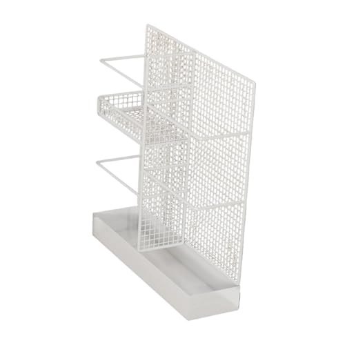 perfk Schirmständer aus mit Abtropfschale, robustem Aufbewahrungseimer mit großem Fassungsvermögen für Hotel und Supermarkt, Weiß