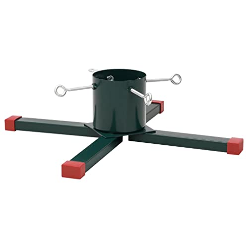 Christbaumständer, Metall und Kunststoff, Stabiler Kreuzfuß, Wasserbehälter für Frische, Für Weihnachtsbaum bis 2,6 m, Grün-Rot, 60x60x16 cm