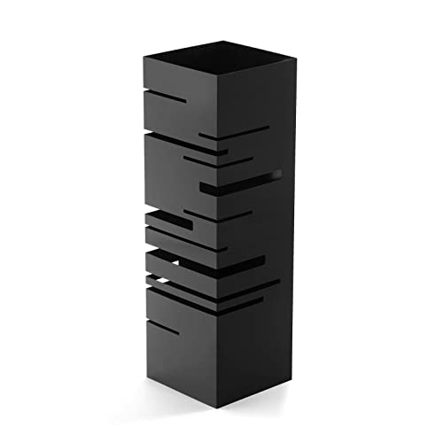 Versa Stripes Schirmständer für Eingang, Raum oder Halle, moderner Schirmhalter, Maßnahmen (H x L x B) 49 x 15,5 x 15,5 cm, Metall, Farbe: Schwarz