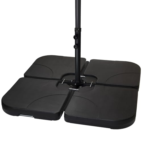 BB Sport Sonnenschirmständer 4 teilig Schirmgewicht für Ampelschirm Bodenkreuz schwarz 60 Liter / 100 kg   befüllbar Wasser oder Sand 7 Jahre Garantie auf Material*