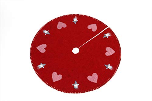 Heitmann Deco runde Filz Baumdecke   Schutz vor Tannennadeln   Tannenbaum Unterlage mit Weihnachtsmotiv   rot