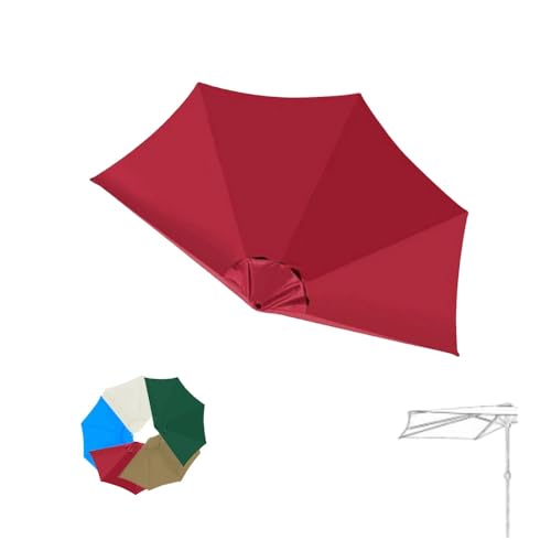2,7 m Halbrunder Regenschirm-Überdachung, Ersatz, rot, für den Außenbereich, Terrasse, langlebig, 5 Rippen, halbrund, Regenschirm, Stoff, wasserdicht, für Garten und Terrasse
