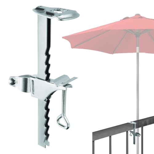 Xevinas Sonnenschirmhalter Balkongeländer, Sonnenschirm Halterung Balkon Aus Verstärktem, Rostfreiem Metall, Flexibel Montierbar Schirmhalterung Balkongeländer, Sonnenschirmständer Balkon (1pcs)