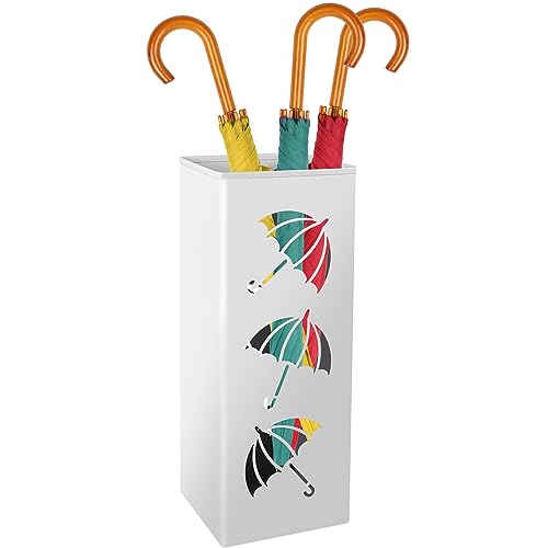 Regenschirmständer Metall Schirmständer Quadratisch Schirmhalter Universal mit 4 Anti-Rutsch-Füße Schirmständer 42 x 16 x 16cm für Gehstöcke & Regenschirme Skistöcken