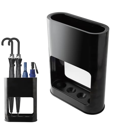 KINGHON Schirmständer, Regenschirmständer mit Abnehmbarer Abtropfschale, Schwarz Regenschirm Ständer 4 Slots, Minimalistisches Regenschirmhalter für Lange/Kurze Regenschirme