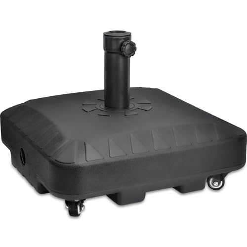 EzKamfort Sonnenschirmständer, 23 l, robuster Schirmständer mit Rädern für den Außenbereich, Garten, Terrasse, Hof, für 35 mm ~ 48 mm Stangen, robuster Sonnenschirmhalter mit Festziehschraube (48 x 48