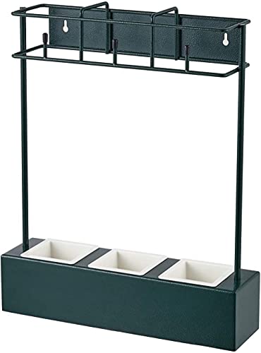 TLLCHYL Regenschirmständer im Vintage-Stil, platzsparend, mit Haken und Abtropfschalen, Schirmständer, Schwarz