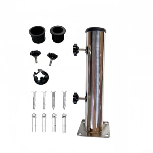 Besshepplo Edelstahl Garten Schirmständer 30cm Outdoor Sonnenschirmständer mit verstellbaren Knöpfen für Hof, Terrasse und Deck Shade Segel Installation