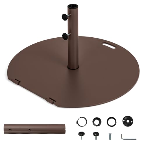 KOMFOTTEU Sonnenschirmständer rechteckig, Schirmständer für Schirmstangen von 41/49 mm, Marktschirmständer 60 x 60 x 36 cm, Balkonschirmständer für Garten, Terrasse, Braun (Halbrund)