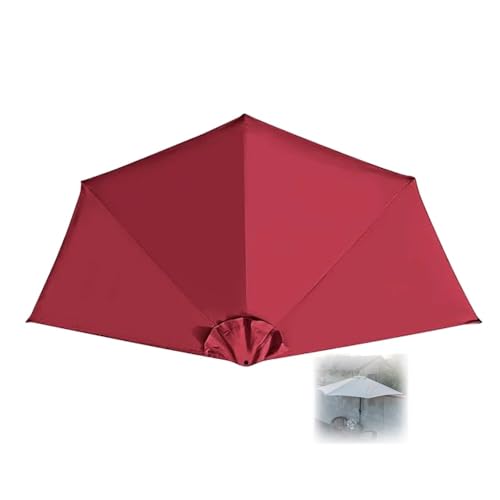 Ersatzdach für halbrunden Regenschirm, 2,7 m, Burgunderrot, 270 cm, für den Strandmarkt und den Garten, langlebig, halbrunder Regenschirm-Ersatz