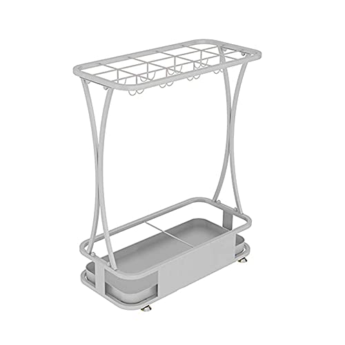 Rechteckiger Schirmständer für Hotels, 15 Fächer und 8 Haken, groß, Weiß, stilvoller Eingang für Regen- und Sonnenschirme, platzsparendes Design