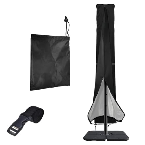 LINTRA Sonnenschirmhülle Wasserdicht, 210D Oxford-Gewebe Abdeckung Sonnenschirm, Schwarze wasserdichte Sonnenschirmschutz, 240 x 57 cm, für Garten-, Pool- und Marktschirme Geeignet