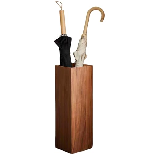 Rustikaler Schirmständer aus Holz, 16 x 16 x 50 cm, Walnussholz-Finish, dekorative Aufbewahrungslösung für den Eingangsbereich, stilvoller Heimbedarf, perfekt für den Innen- und Außenbereich