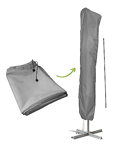 casmartis Sonnenschirmhülle mit Stab für Schirme bis Ø 4 m (rund) | 4 x 3 m (eckig) - Wasserdicht, UV-beständig - Premium Sonnenschirm Schutzhülle