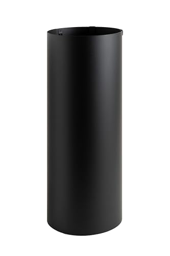 Neustein Schirmständer mit modernem Design aus Metall, rund schwarz, für Heim und Büro, Design-Ständer, 2 Haken, 2x Wasserauffangschale herausnehmbar, 49cm hoch, 19cm Durchmesser, Regenschirmständer