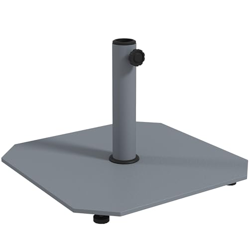 Outsunny Sonnenschirmständer aus Metall 18,5 kg Schirmständer mit Rollen, Quadratisch Schirmhalter, Schirmgewicht, Ständer für Sonnenschirm 32/38/48mm Rohrdurchmesser, für Balkon, Terasse, Grau