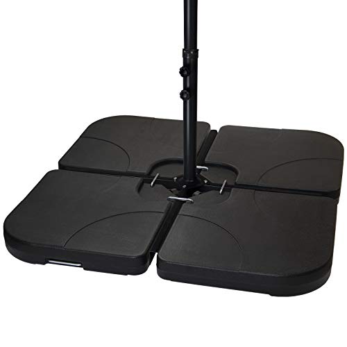 BB Sport Sonnenschirmständer 60 Liter / 80 kg Schirmgewichte 4-teilig für Ampelschirm Bodenkreuz schwarz - befüllbar mit Wasser oder Sand