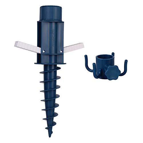 Sekey Sonnenschirmhalter | Bodendübel | Strand Oder Erde mit Bodendübel und Aufhängehaken für Schirmstöcke bis 22-32 mm,Blau