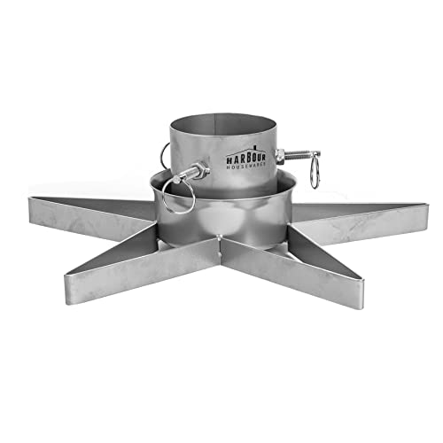 Harbour Housewares Weihnachtsbaumständer   Silber   sternförmiger Weihnachtsbaum Dekor aus, Verstellbarer Weihnachtsbaumhalter mit internem Spike, Wasserhalter und Verstellbarer Stammstütze