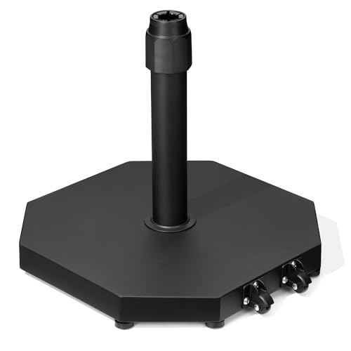 Schirmständer für Terrassenschirm, 18,6 kg, mit Rollen, Outdoor-Regenschirmständ er für Marktschirm, polygonal, strapazierfähig, Schirmhalter, Outdoor-Basis für Deck, Pool, Hof (schwarz)